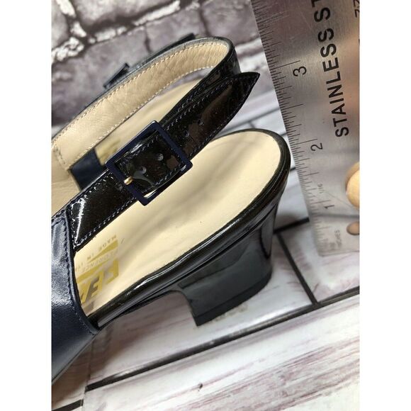 Salvatore Ferragamo Blue Leather Cap Toe Slingback Pumps Heels Women Sz 8AAAA US - Picture 10 of 16